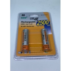 Conjunto de 2 pilhas AA 2500mAh 1.2V recarreg&aacute;veis 