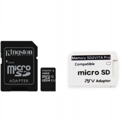 Kit de Adaptador SD2VITA PRO/ Adaptador de Cartão de Memória MicroSD Para PS Vita + Cartão de Memória Kingston de 16GB