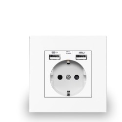  Tomada Eléctrica Interior de Parede com duas portas USB