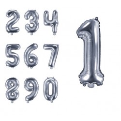 Balão Foil/ Festa/ Aniversário/ Evento Números De 0 a 9 de 102cm ( centímetros ) Prateado