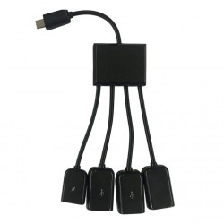 Adaptador de Divisor micro usb de Cabo 4 em 1 OTG Hub para Smartphone e Tablet - Conecte Diversos Dispositivos ao Mesmo Tempo!