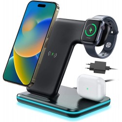 Esta&ccedil;&atilde;o de Carregamento Sem Fios 3 em 1 para Apple