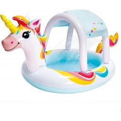 Piscina Insufl&aacute;vel Unic&oacute;rnio INTEX com Guarda-sol Desmont&aacute;vel e Pulverizador de &Aacute;gua