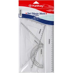 Kit Escolar de Desenho: R&eacute;gua, Esquadro e Transferidor