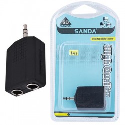 Conversor de &Aacute;udio Splitter de 2-Vias Jack 3.5mm para 2x Jack 6.5mm