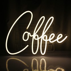 Letreiro Decorativo 'Caf&eacute;' em N&eacute;on LED Branco Quente