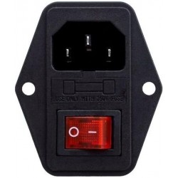  Conector de Alimentação AC com Fusível e Interruptor LED - C14, 10A 250V