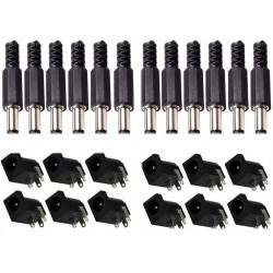  Kit de Conectores DC Power Jack Socket de Montagem em Painel 5,5 x 2,1 mm/5,5 x 2,5 mm 