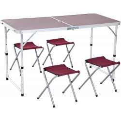 Conjunto de Mesa e Bancos Dobr&aacute;veis Outsunny para Campismo e Jardim - Port&aacute;til e Ajust&aacute;vel