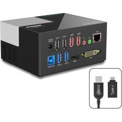 Estação de Ancoragem WAVLINK USB 3.0 Multifuncional com Suporte para Duplo Monitor