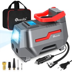 Reesibi Inflador de Rodas Multifuncional - Compressor de Ar AC/DC para Carros, Bicicletas e Bolas