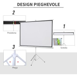 Tela de Projetor Portátil Dobrável de 84 com Suporte Ajustável - Ideal para Cinema em Casa e Apresentações