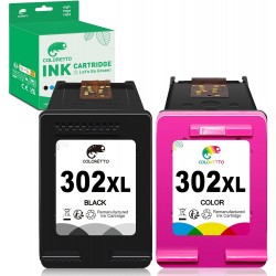 Cartucho de Tinta 302XL Preto e Tricolor Compat&iacute;vel para Impressoras HP OfficeJet, DeskJet e ENVY