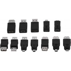 Kit de 12 Adaptadores USB 2.0 com Fun&ccedil;&atilde;o OTG Micro USB para USB Macho e Outros Conectores
