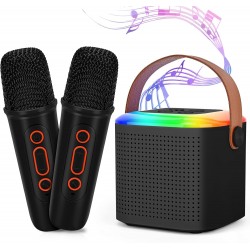Conjunto Karaoke com 2 Microfones Sem Fios Bluetooth para Crianças com Luzes LED