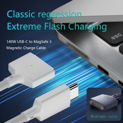 Cabo Magn&eacute;tico USB-C para MagSafe 3 com Carregador 140W - 2m, LED, Compat&iacute;vel com MacBook Air/Pro
