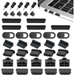 Kit 40 Tampas de Silicone para Conectores - Prote&ccedil;&atilde;o Anti-P&oacute; para USB, USB-C, RJ45, HDMI, SD e Outros