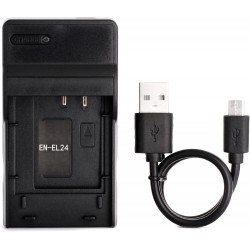 Carregador USB EN-EL24 para Bateria Nikon 1 J5 com Cabo Micro USB