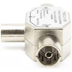 Distribuidor de TV Coaxial em T - DVB-T2 - 1 Entrada Macho - 2 Saídas Femininas