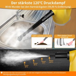 Limpador a Vapor Portátil Multifuncional com Bloqueio de Vapor e Aquecimento Rápido a 120°C - 300ml