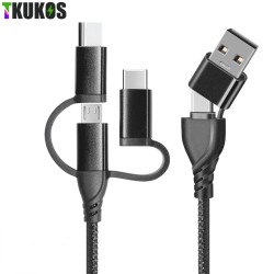 Cabo de carregamento r&aacute;pido 5 em 1 USB A para Lightning Micro USB Tipo C para iPhone Huawei Samsung