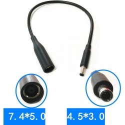 Adaptador de energia f&ecirc;mea 7,4 mm x 5 mm para macho 4,5 mm x 3,0 mm com cabo de 30 cm para port&aacute;til Dell