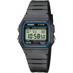 Rel&oacute;gio Digital Casio F-91W-1YEG Unissexo Minimalista Preto com Alarme e Calend&aacute;rio