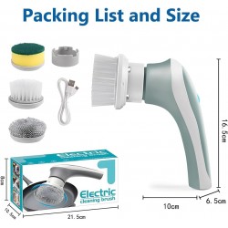 Escova Elétrica de Limpeza Sem Fios IPX7 com 3 Cabeças e Carregamento USB para Cozinha e WC