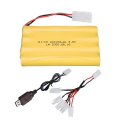 Bateria recarreg&aacute;vel Ni-CD 9.6V 1000mAh com conector Tamiya para carros RC brinquedos e tanques