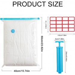 Conjunto de Sacos de Armazenamento a V&aacute;cuo 60x40cm com Bomba Manual e Etiquetas - 4 Unidades