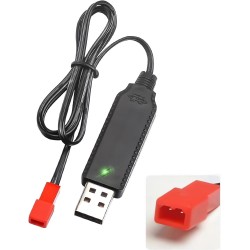 Carregador USB com conector JST para baterias 3.7V LiPo e 3.6V NiMH NiCD compat&iacute;vel com brinquedos RC