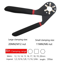 Chave M&aacute;gica Ajust&aacute;vel 8 Polegadas para Porcas e Parafusos de 11 a 20 mm - Ferramenta Hexagonal Multifuncional