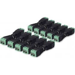 Conjunto 10 Conectores DC Macho para Fêmea 5.5 x 2.1 mm com Terminais de Parafuso para CCTV e LED