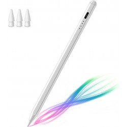 Caneta compat&iacute;vel SD-3433 para iPad com recarga r&aacute;pida, rejei&ccedil;&atilde;o de palma, indicador LED e 3 pontas extra