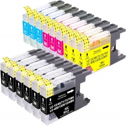 Pack 15 Cartuchos Compat&iacute;veis LC-1220XL LC-1240XL LC-1280XL para Brother MFC e DCP, Alta Capacidade