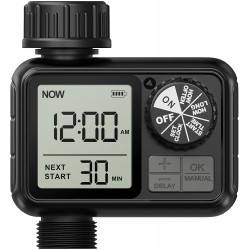 Temporizador Digital de Rega com Ecrã LCD, Modo Manual e Atraso de Chuva, à Prova de Água IPX5