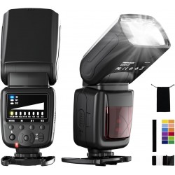 Flash Speedlite Photoolex FK300 compat&iacute;vel com Canon, Nikon, Sony, Panasonic, Olympus, Fujifilm e Pentax