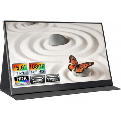 Monitor Port&aacute;til 15,6 Polegadas FHD 1080P IPS com HDMI USB-C HDR Eye-Care e Colunas Duplas