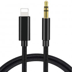 Cabo Auxiliar Lightning para Jack 3,5mm em Nylon Compat&iacute;vel com iPhone e iPad Preto