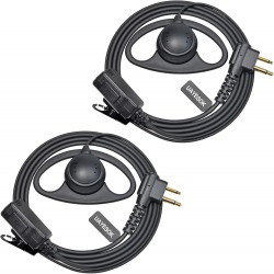 Auricular em forma de D com microfone PTT para rádios Motorola 2 pinos e Hytera compatíveis 2 peças