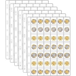 6 Folhas Porta-Moedas para Coleção com 42 Bolsos Cada, Compatível com Pastas de 9 Furos