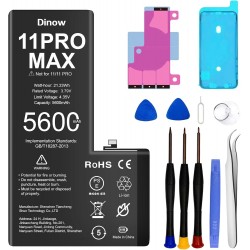 Bateria de Substituição 5600 mAh para iPhone 11 Pro Max, polímero de lítio, com kit completo de ferramentas