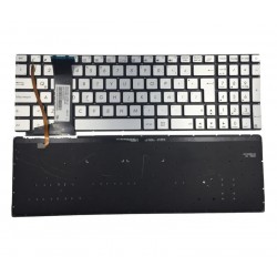 Teclado espanhol com retroiluminação para portátil ASUS N551 N552 N752 N751 N551J JK N751JX prateado