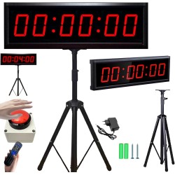 Cron&oacute;metro Digital LED 6 D&iacute;gitos 2,3 Polegadas Recarreg&aacute;vel com Trip&eacute; e Controlo Remoto para Desporto e Competi&ccedil;&otilde;es