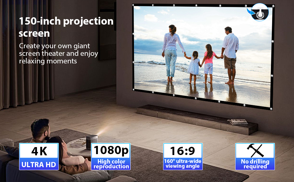 Tela do projetor de 120 polegadas