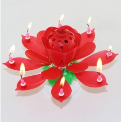 Vela Musical Formato Flor de Lótus - Vermelha - Giratória