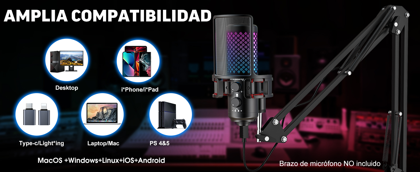 zealsound Micrófono USB Condensador