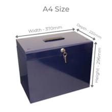 Imagen de la caja de archivos de tamaño A4 que muestra la medida de ancho de 370 mm, profundidad de 220 mm y altura de 296 mm